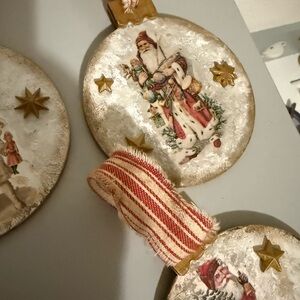 Festive Santa Holiday Ornament with Gold Accents